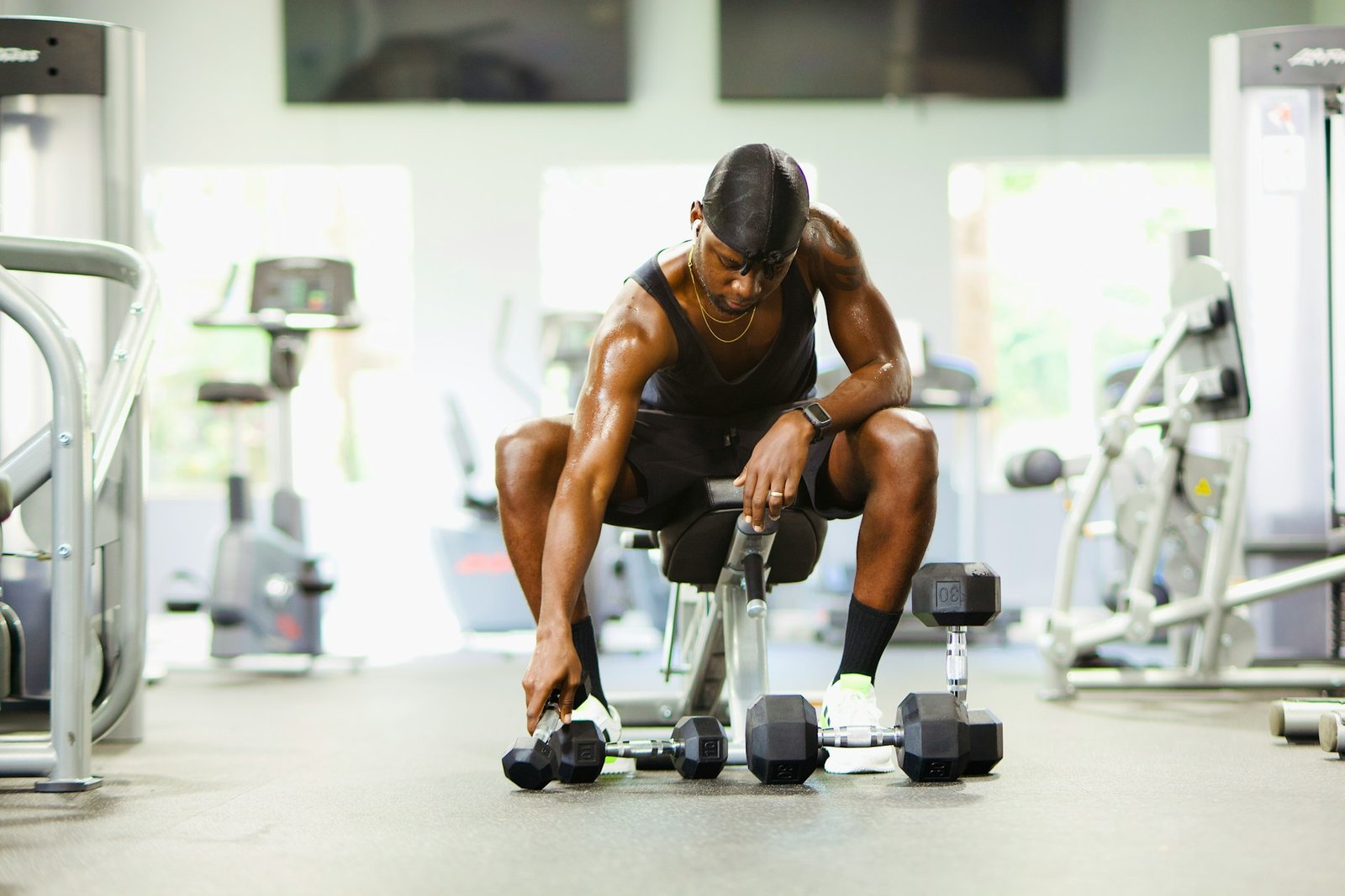 Black American Man In Gym